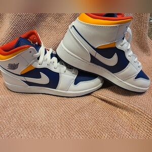 Air Jordan 1 Mid 6.5Y White Navy Yellow New In Box